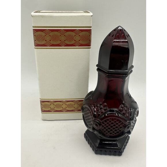 Avon 1876 Cape Cod Collection Red Salt Shaker Topaze Cologne Bottle Half Full - Picture 2 of 5